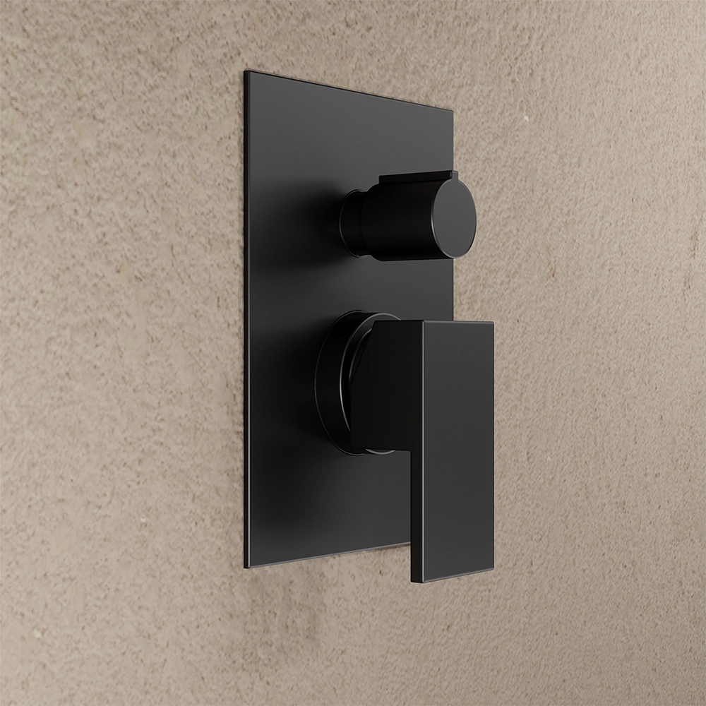 Miscelatore doccia ad incasso con deviatore a leva in ottone nero opaco | Hedy