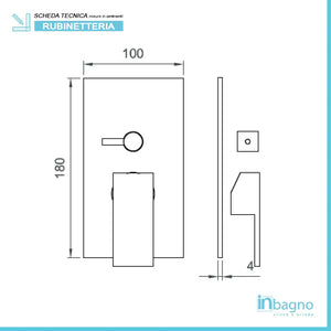 Miscelatore incasso doccia 3 vie serie Italia cromo completo di corpo di incasso