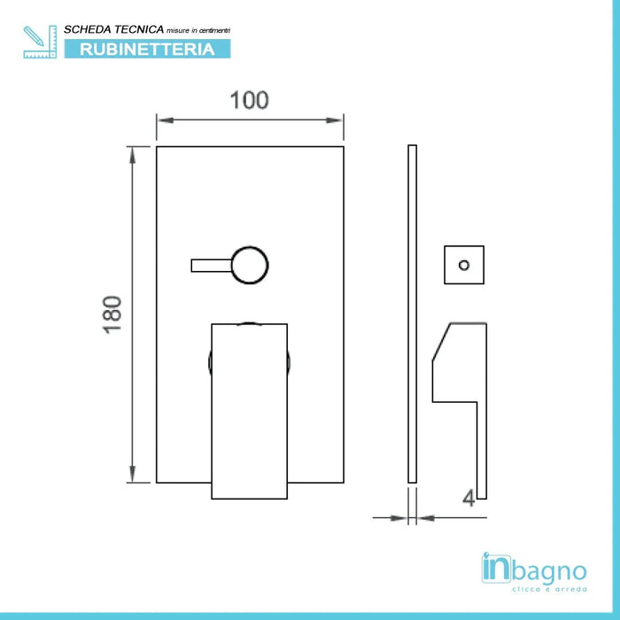 Miscelatore incasso doccia 3 vie serie Italia cromo completo di corpo di incasso