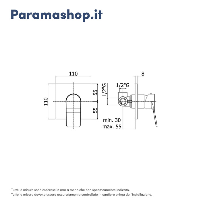 Paffoni miscelatore incasso doccia moncomando cromato mod. Tilt