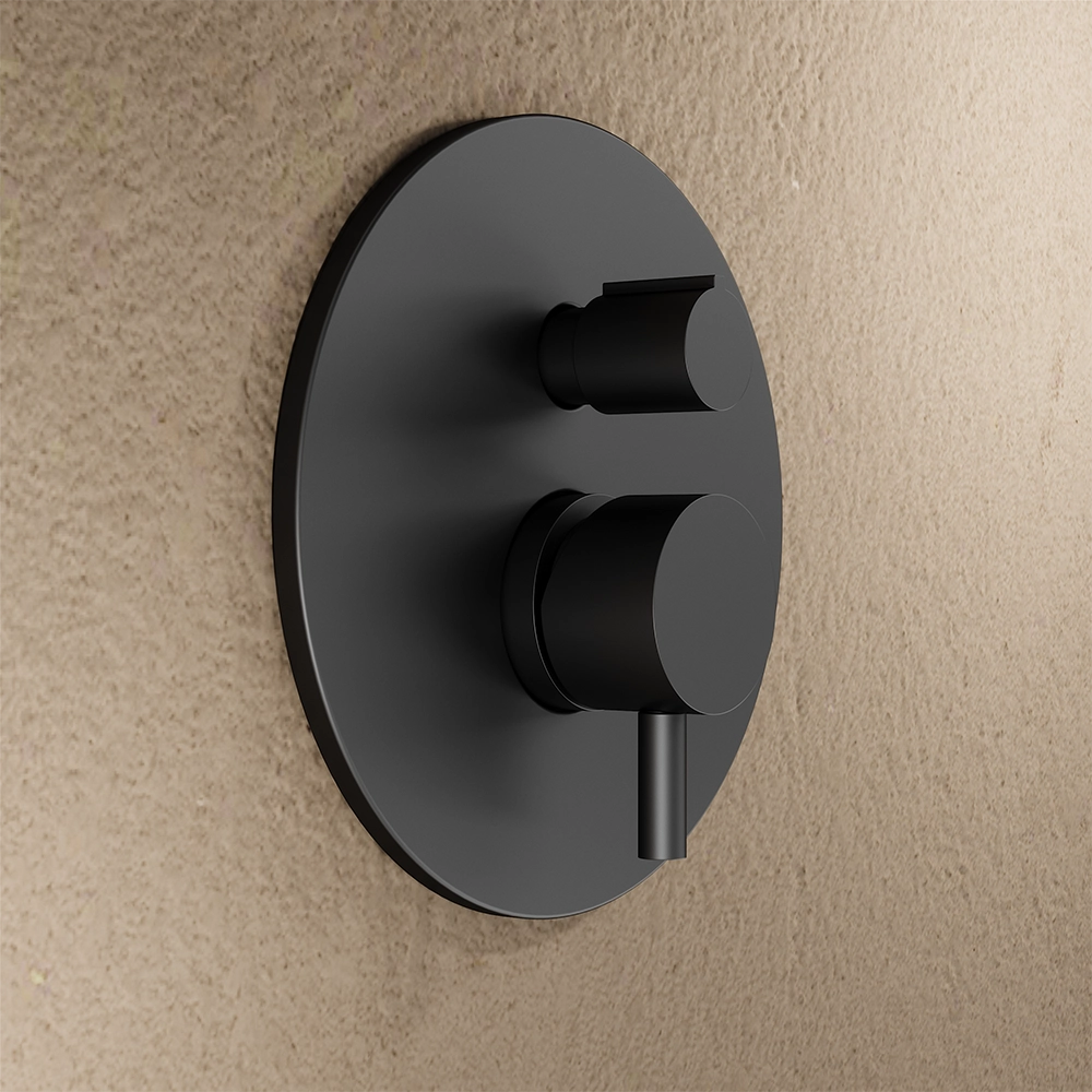 Set miscelatore lavabo e bidet senza scarico ed incasso doccia con deviatore in ottone nero opaco | Katharine