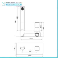 Miscelatore lavabo a muro in ottone con manopola e canna 20 cm Lotus