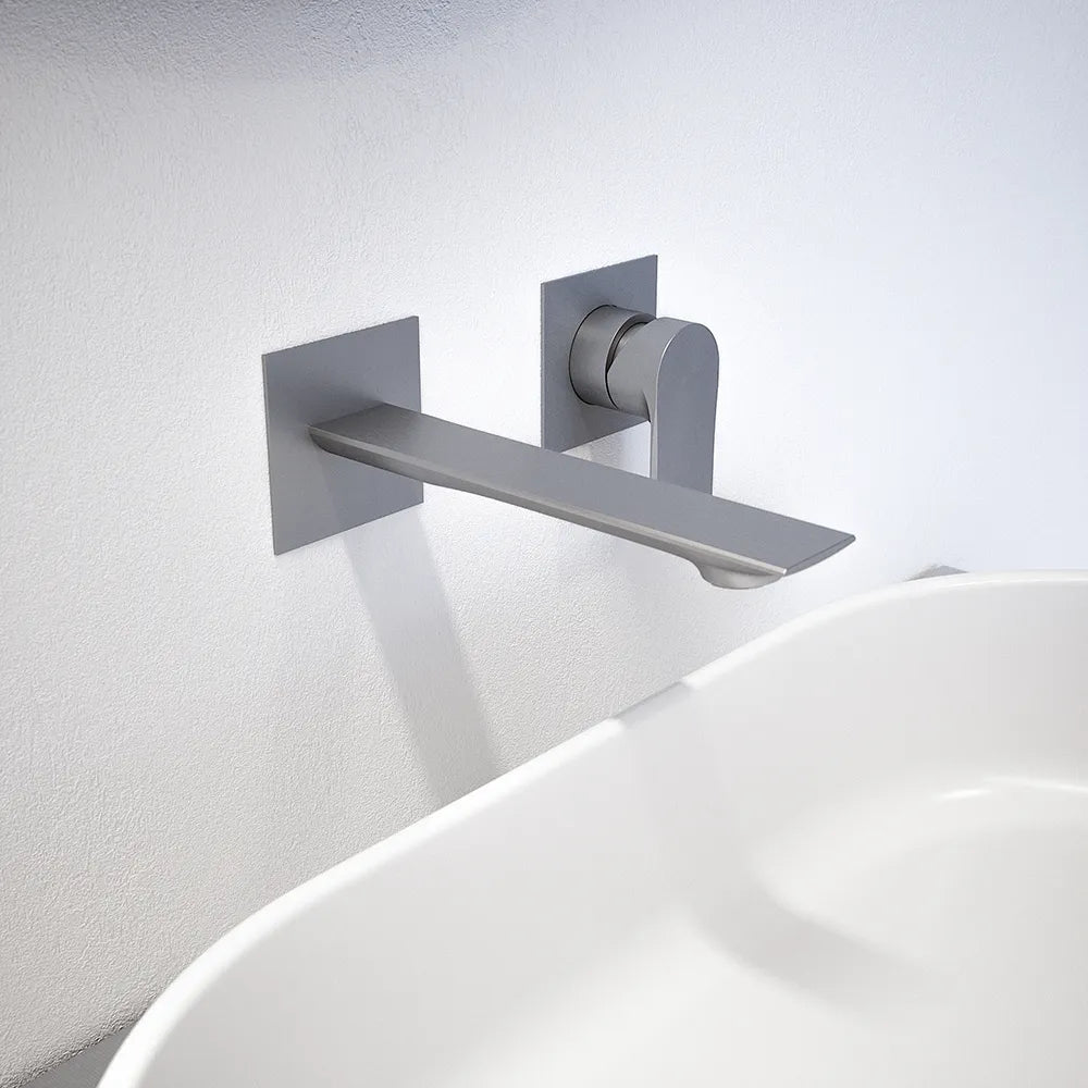 Set miscelatori: lavabo ad incasso, bidet senza scarico ed incasso doccia monocomando nickel spazzolato | Rita