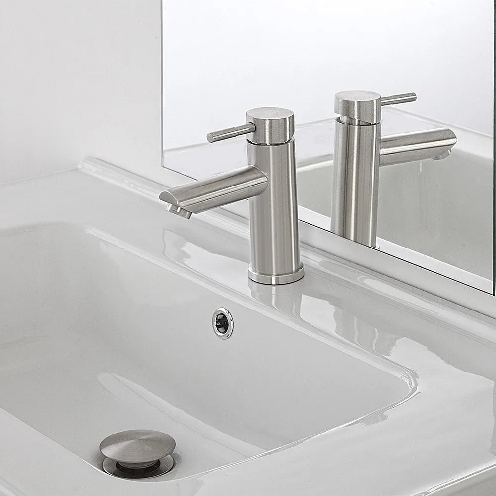 Miscelatore lavabo acciaio spazzolato con piletta click-clack  York