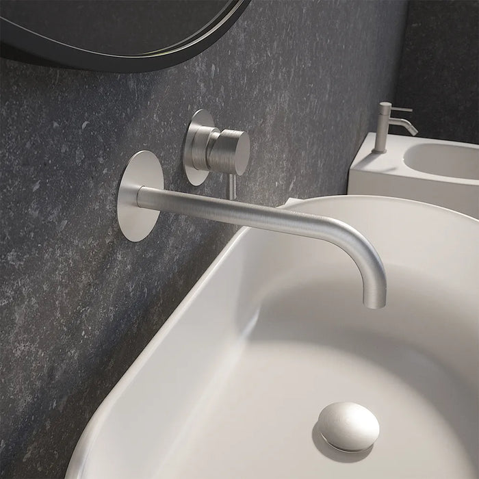 Coppia miscelatori lavabo ad incasso e bidet senza scarico nickel spazzolato | Katharine