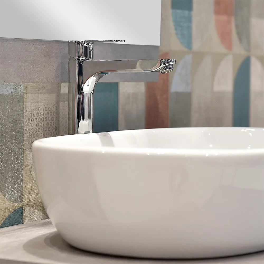 Miscelatore lavabo alto cromato completo di piletta click clack Zoe