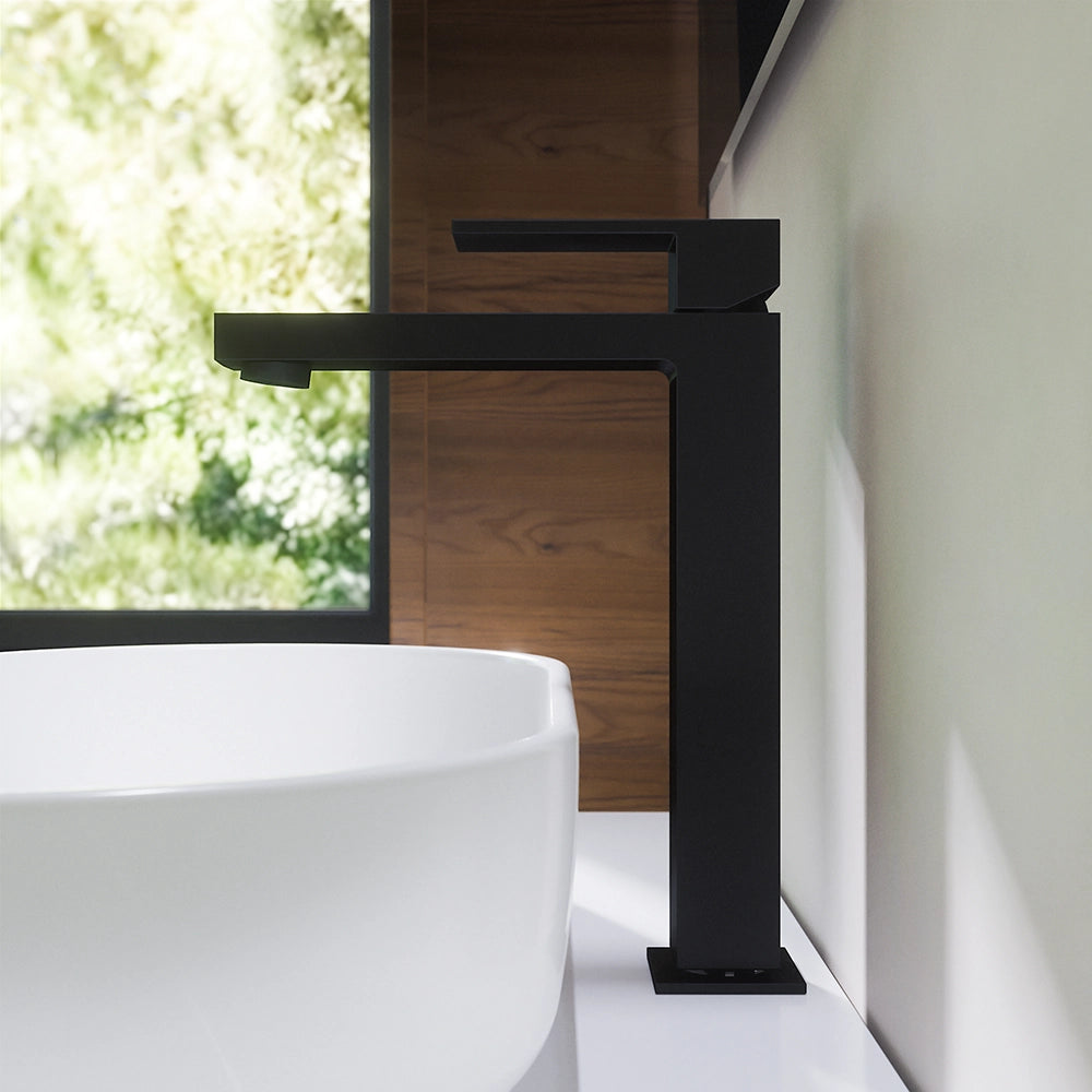 Set miscelatore lavabo alto, bidet ed incasso doccia monocomando in ottone nero opaco | Hedy