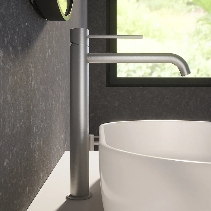 Coppia miscelatore lavabo alto e bidet senza scarico nickel spazzolato | Katharine