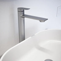 Coppia miscelatori lavabo alto e bidet senza scarico nickel spazzolato | Rita