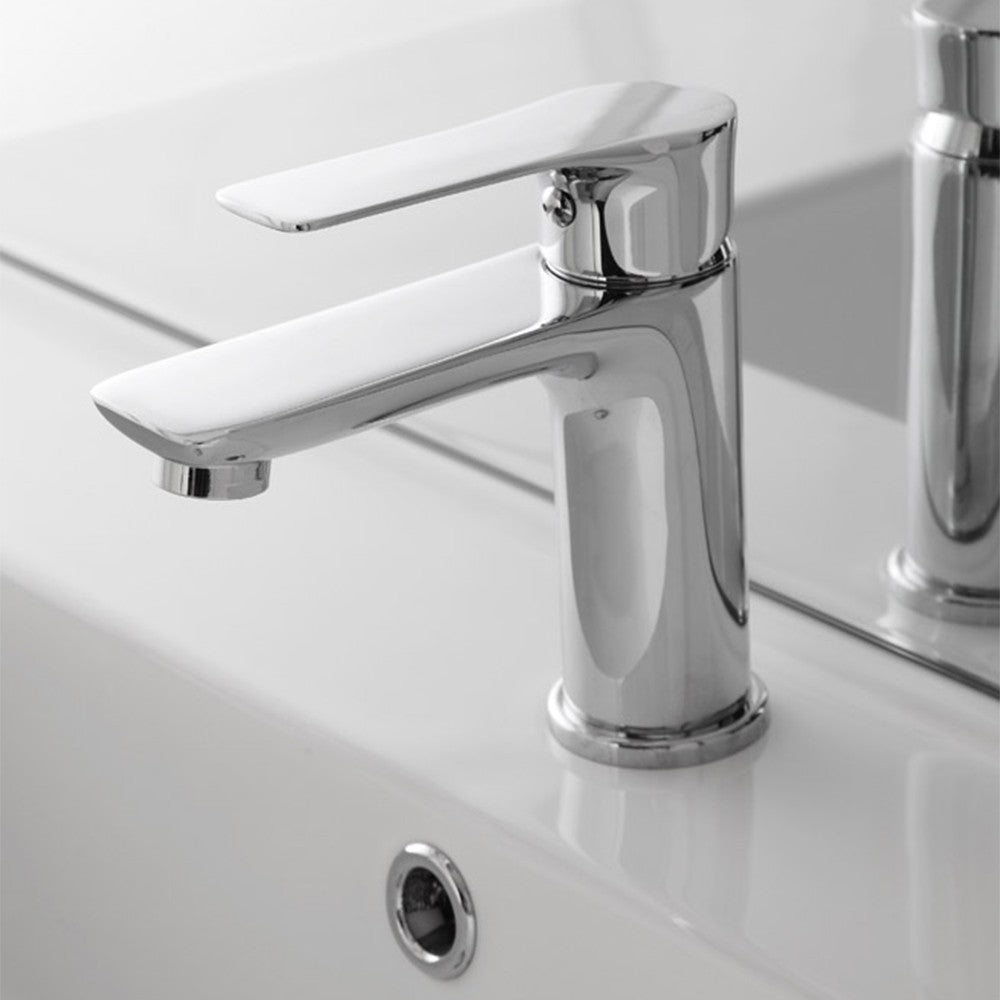 Miscelatore lavabo Flat in ottone cromato con piletta click clack