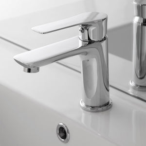 Miscelatore lavabo Flat in ottone cromato con piletta click clack