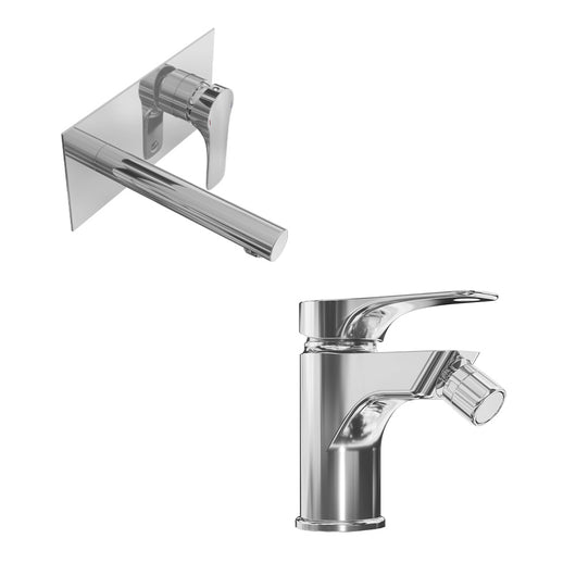 Set miscelatore lavabo ad incasso e bidet senza scarico cromato | Mia