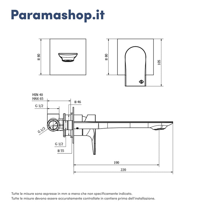 Set miscelatori: lavabo ad incasso, bidet senza scarico ed incasso doccia con deviatore nickel spazzolato | Rita