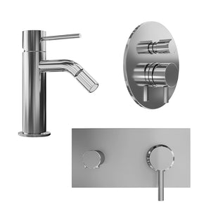 Set miscelatore lavabo ad incasso e bidet ed incasso doccia con deviatore in ottone cromato | Katharine