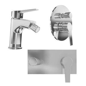 Set miscelatore lavabo ad incasso e bidet ed incasso doccia con deviatore in ottone cromato | Sophia