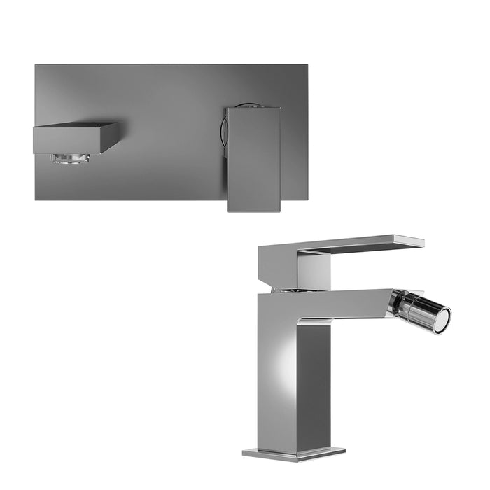 Set miscelatore lavabo ad incasso e bidet senza scarico cromato | Hedy