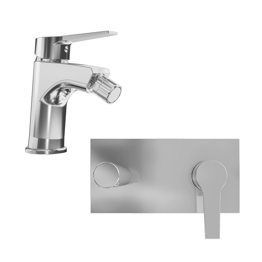 Set miscelatore lavabo ad incasso e bidet senza scarico cromato | Sophia