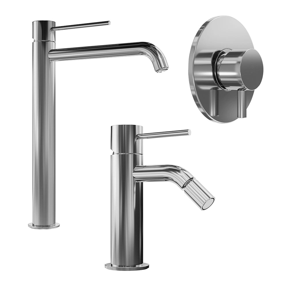 Set miscelatore lavabo alto, bidet ed incasso doccia monocomando in ottone cromato | Katharine