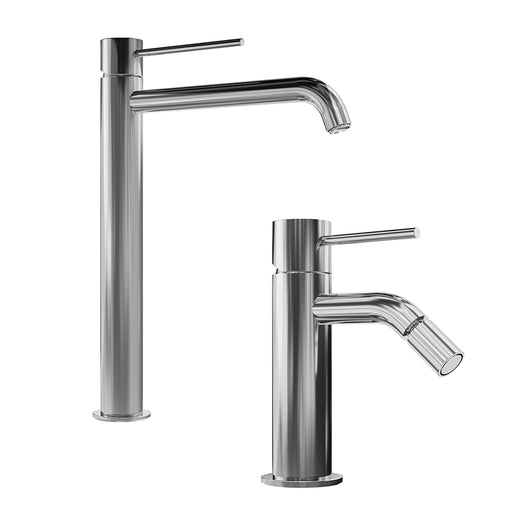 Set miscelatore lavabo alto e bidet senza scarico cromato | Katharine