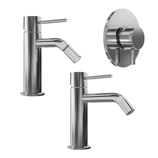 Set miscelatore lavabo, bidet ed incasso doccia monocomando in ottone cromato | Katharine