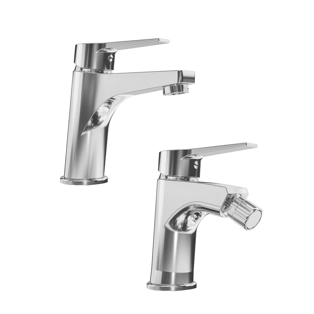 Set miscelatore lavabo e bidet senza scarico cromato | Sophia