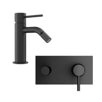 Set miscelatore lavabo ad incasso e bidet senza scarico nero opaco | Katharine