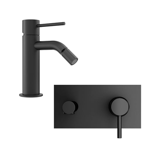 Set miscelatore lavabo ad incasso e bidet senza scarico nero opaco | Katharine