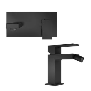 Set miscelatore lavabo ad incasso e bidet senza scarico nero opaco | Hedy