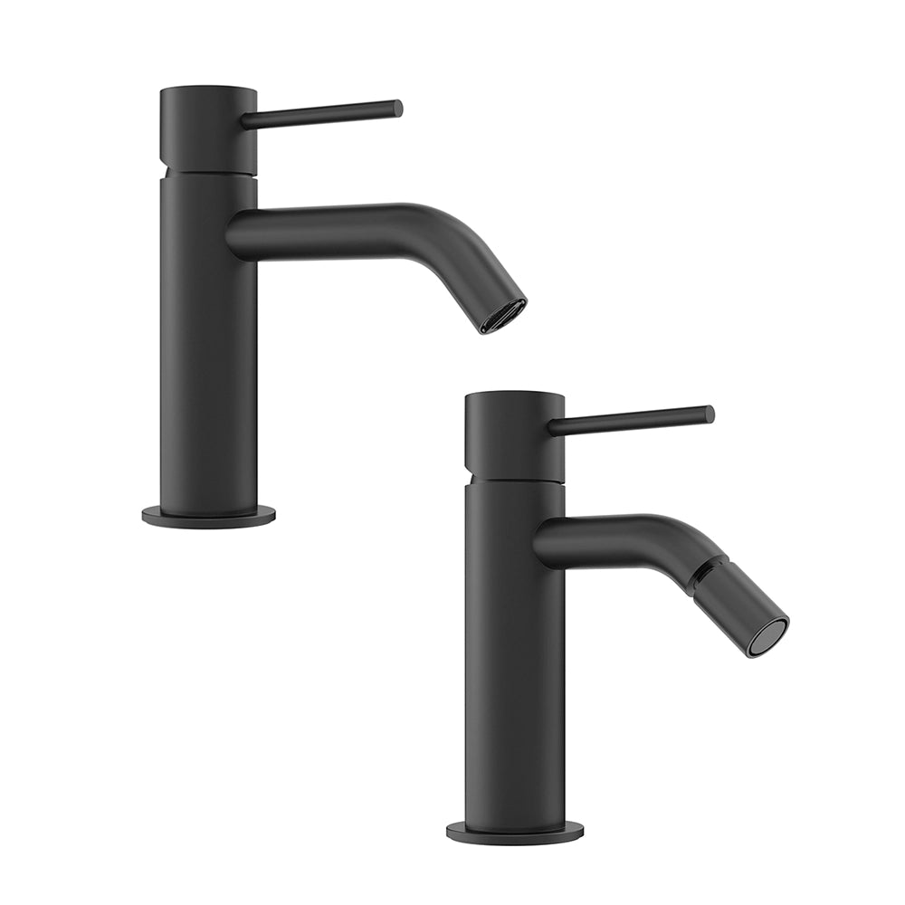 Set miscelatore lavabo e bidet senza scarico nero opaco | Katharine