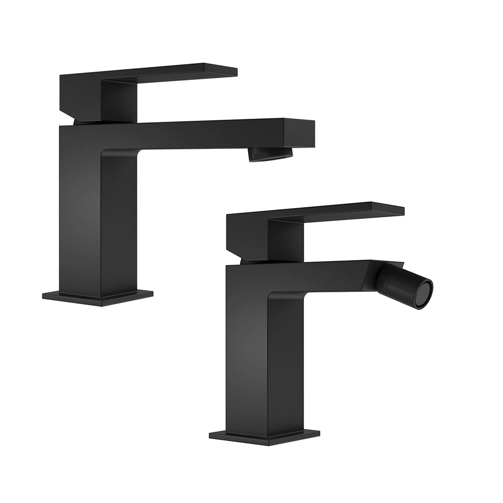 Set miscelatore lavabo e bidet senza scarico nero opaco | Hedy