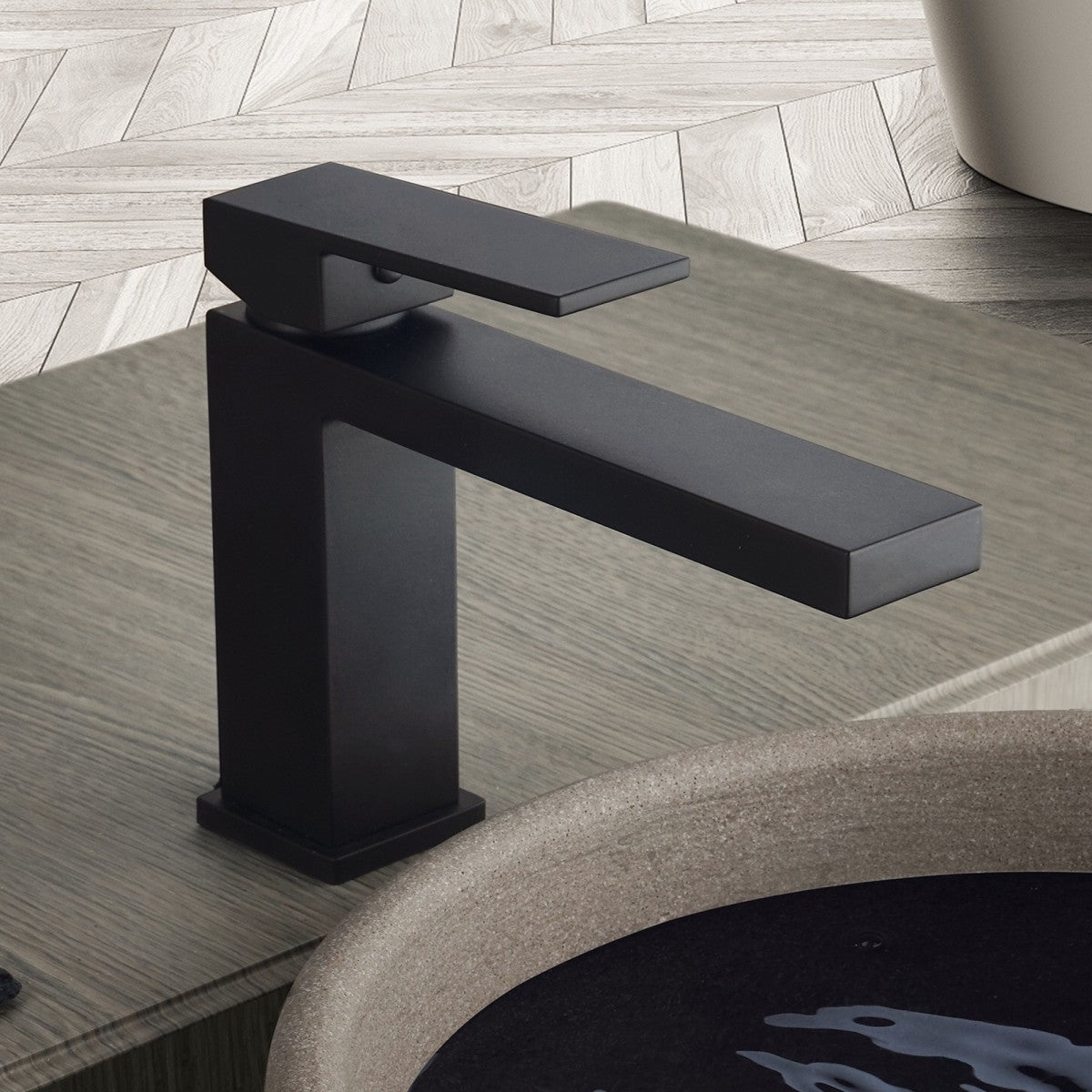 Miscelatore lavabo bocca lunga nero opaco total black manhattan