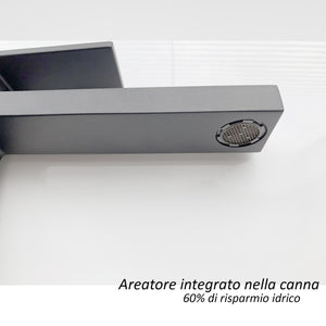 Miscelatore lavabo bocca lunga nero opaco total black manhattan