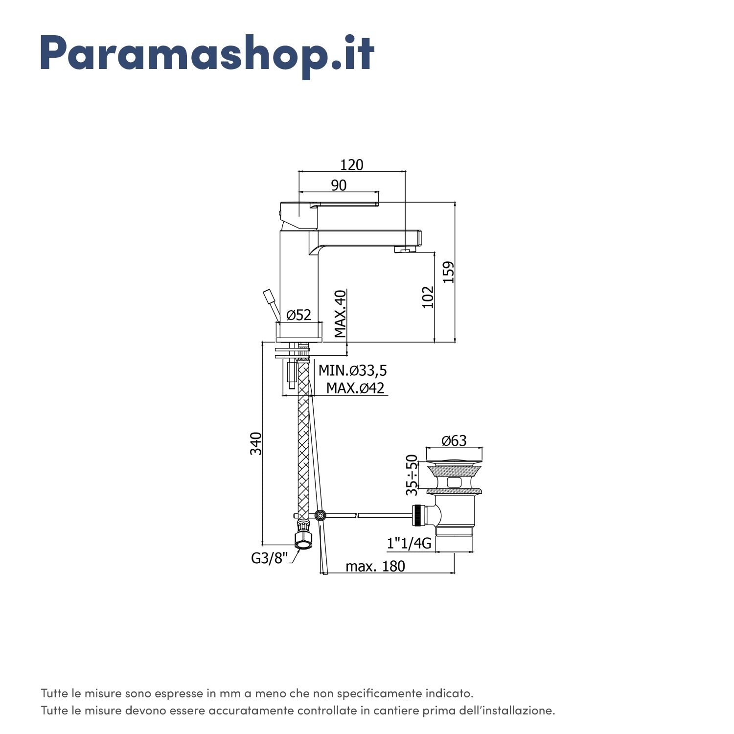 Paffoni miscelatore lavabo con scarico cromato mod. Ringo
