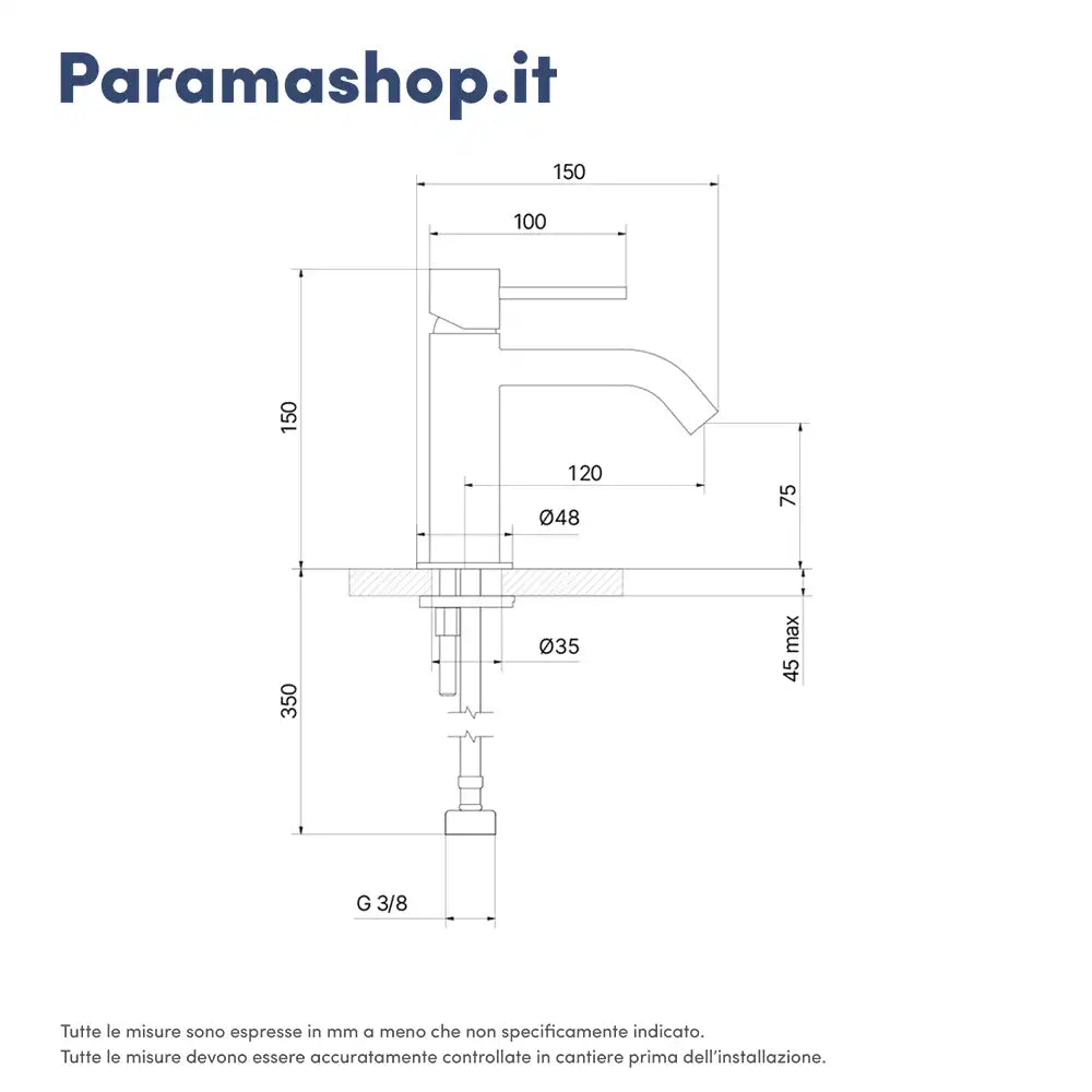 Miscelatore lavabo senza scarico cromato | Katharine