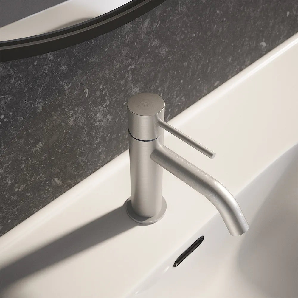 Set miscelatori: lavabo, bidet senza scarico ed incasso doccia con deviatore nickel spazzolato | Katharine