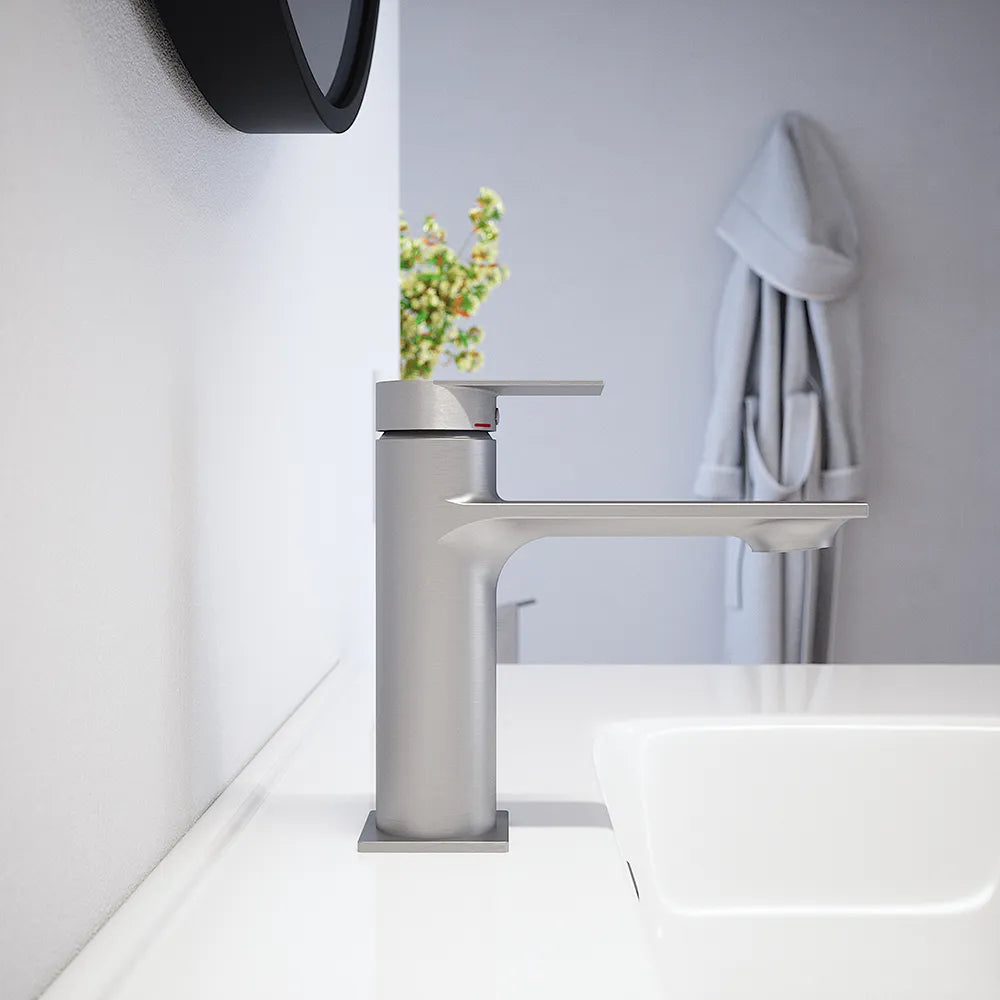 Coppia miscelatori lavabo e bidet senza scarico nickel spazzolato | Rita