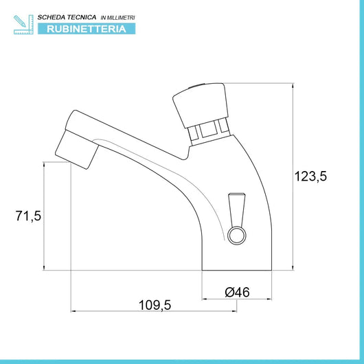 Miscelatore lavabo temporizzato a pulsante MCM ottone cromo