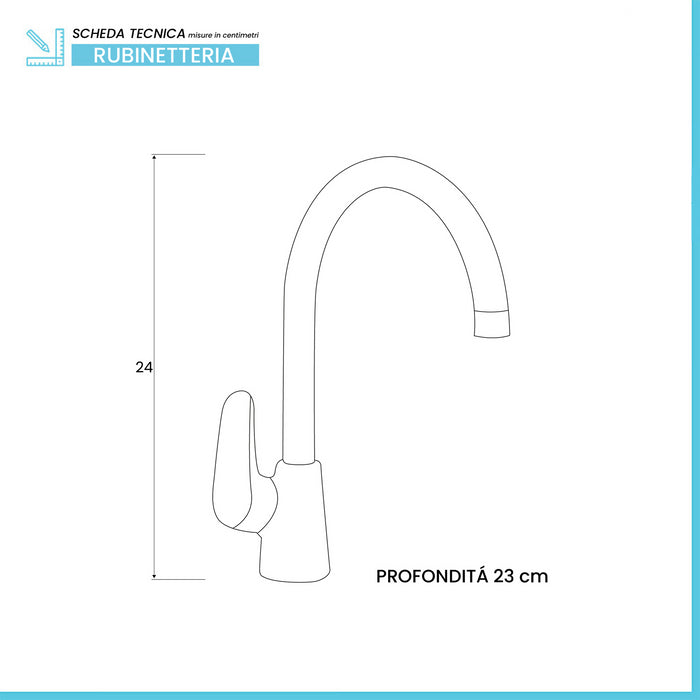 Miscelatore lavanderia con canna alta girevole in ottone cromato