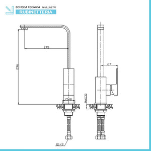 Miscelatore Lavello a Canna Alta Cromato da Cucina e Lavanderia