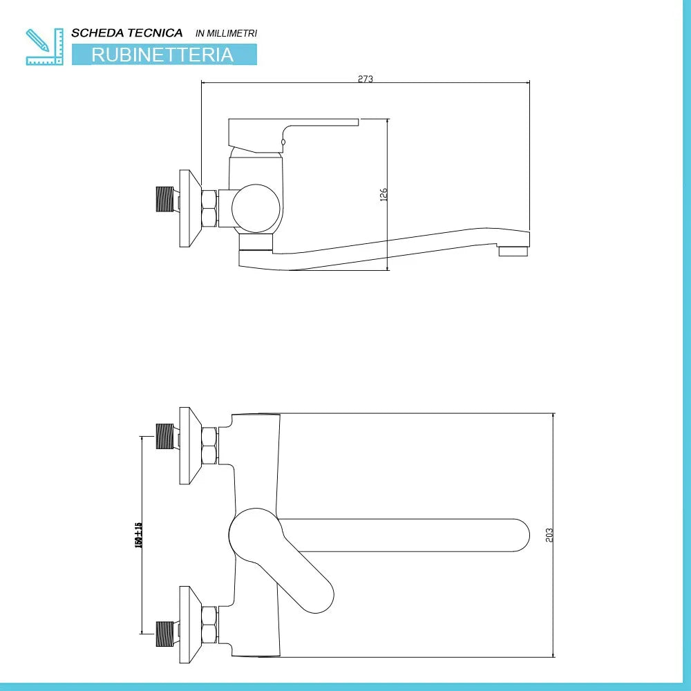 Miscelatore lavello a parete nero opaco con canna girevole Paco