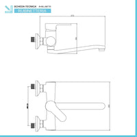 Miscelatore lavello a parete nero opaco con canna girevole Paco