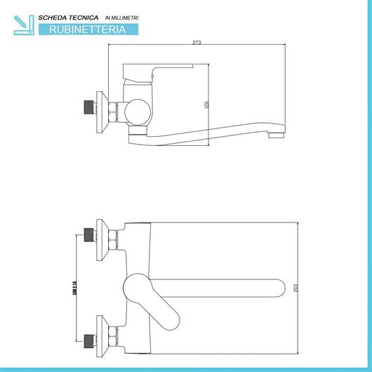 Miscelatore lavello a parete nero opaco con canna girevole Paco