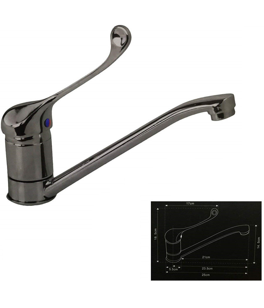 Miscelatore Lavello Acciaio 58913 Lavandino Monocomando Canna Bassa Rubinetteria         