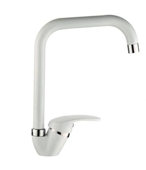 Miscelatore Lavello Bianco Squadrato Ischia Lavandino Cucina Monoforo Monocomando         