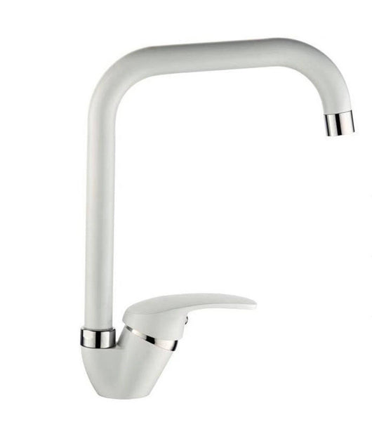 Miscelatore Lavello Bianco Squadrato Ischia Lavandino Cucina Monoforo Monocomando         