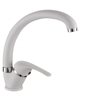 Miscelatore Lavello Canna Bassa Bianco Lavandino Cucina Doppio Foro Monocomando         