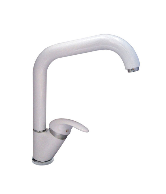 Miscelatore Lavello Canna Quadrato Bianco Lavandino Lavello Cucina Mono-comando         