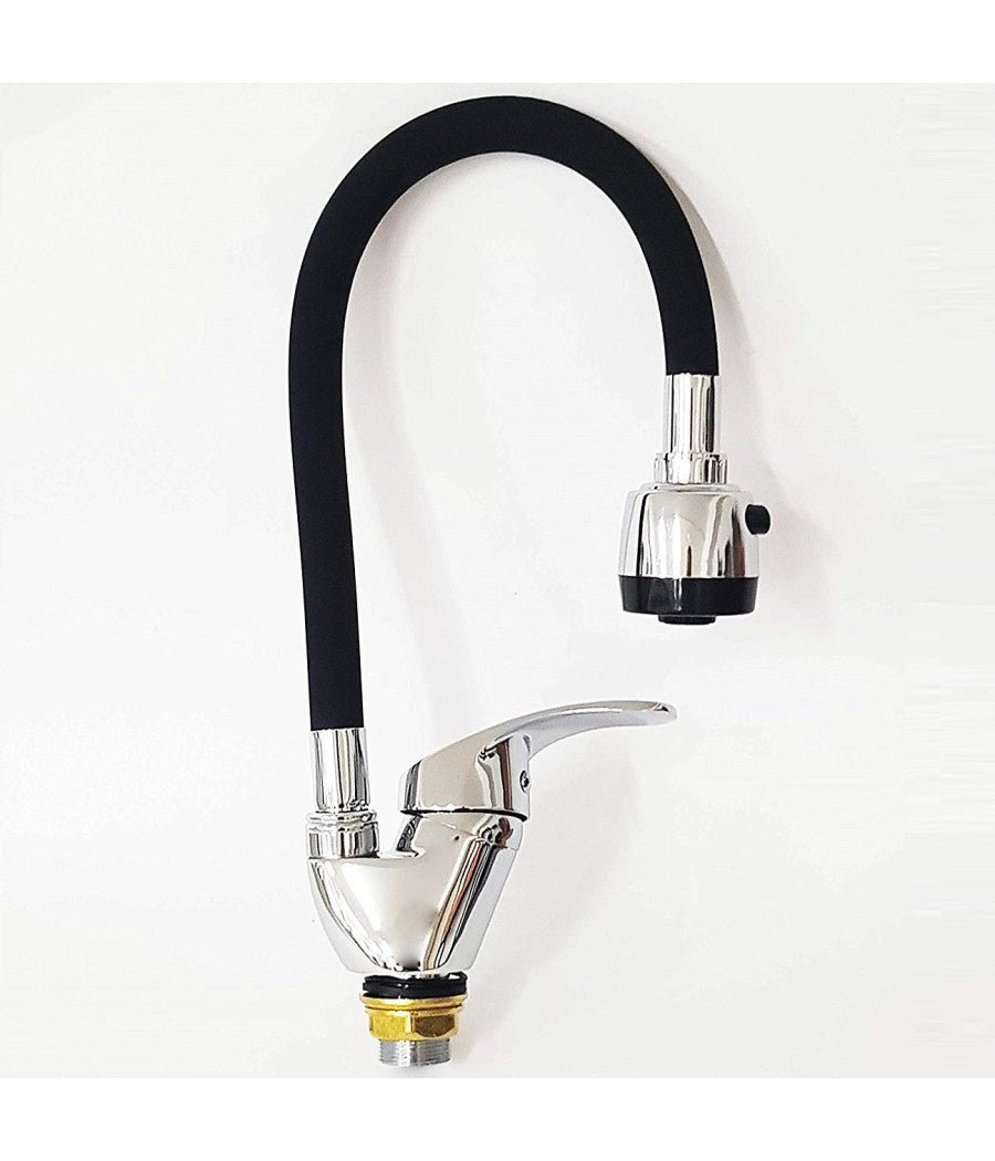 Miscelatore Lavello Colore Nero Cromato Lavandino Doccetta Flessibile Girevole         