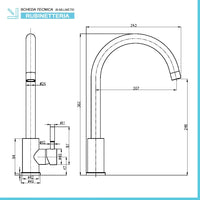 Miscelatore lavello con canna alta girevole in acciaio inox cromato