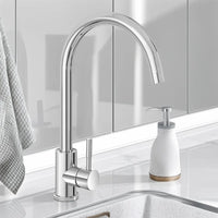 Miscelatore lavello con canna alta girevole in acciaio inox cromato